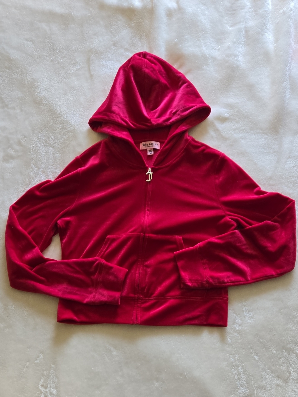 Women's Red Velour Zip Hoodie